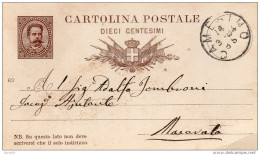 1884    CARTOLINA CON ANNULLO CAMERINO MACERATA - Interi Postali