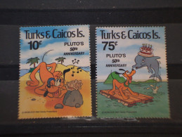 TURKS CAICOS - 1981  PERSONAGGI DI W.D./50° DI PLUTO (cane-dog) 2 VALORI - NUOVI(++) - Turks & Caicos (I. Turques Et Caïques)