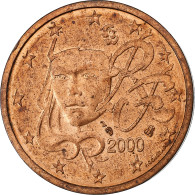 France, 2 Euro Cent, Error Double Observe, 2000, Paris, Cuivre Plaqué Acier - Errors And Oddities