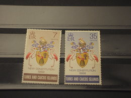 TURKS CAICOS - 1970 COSTITUZIONE/UCCELLI 2 VALORI - NUOVI(++) - Turks & Caicos