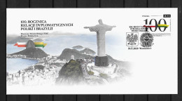 2020 Joint Poland And Brazil, OFFICIAL FDC POLAND WITH 1 STAMP: 100 Years Relations - Emissions Communes