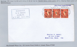 Ireland Maritime Dublin 1954 Cover To USA With GB Wilding Definitives Tied PAQUEBOT BAILE ATHA CLIATH 6 XII 54 Cds - Autres & Non Classés