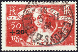 FRANCE - 1936 TàD "PLANCHER LES MINES / Hte-SAÔNE" (Type A4) Sur Yv.319 +20c / 50c+2fr L'art & La Pensée - Used Stamps