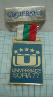 Bulgaria Sofia 1977 Summer Universiade, World University Sport Athletics Games, COMPETITOR Official Badge (ds1241) - Athletics