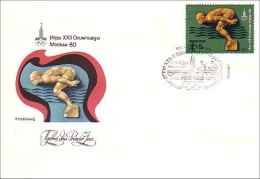Russie Swimming Natation 1980 FDC Cover ( A90 360a) - Summer 1980: Moscow