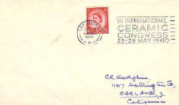 G-B Int'l Ceramic Congress 1960 FDC Cover To USA ( A90 303) - Porcelana