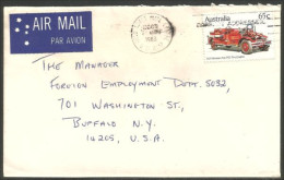 Australia Ahrens-Fox Fire Engine 1983 Cover From Gold Coast QLD To Buffalo N.Y. USA ( A91 982) - Postmark Collection