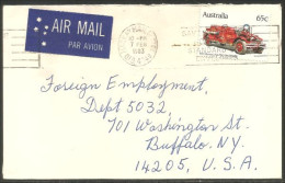 Australia Ahrens-Fox Fire Engine 1983 Cover From Mackay QLD To Buffalo N.Y. USA ( A91 996) - Briefe U. Dokumente