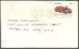 Australia Ahrens-Fox Fire Engine 1983 Cover From Jesmond NSW To Buffalo N.Y. USA ( A91 987) - Postmark Collection