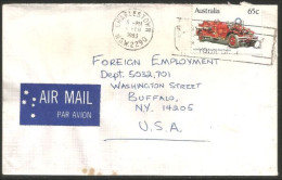 Australia Ahrens-Fox Fire Engine 1983 Cover From Charlestown NSW To Buffalo N.Y. USA ( A91 970) - Storia Postale