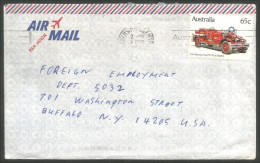 Australia Ahrens-Fox Fire Engine 1983 Cover From Cairns QLD To Buffalo N.Y. USA ( A91 968) - Camiones
