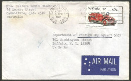 Australia Ahrens-Fox Fire Engine 1983 Cover From Caboolture QLD To Buffalo N.Y. USA ( A91 966) - Briefe U. Dokumente