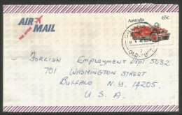 Australia Ahrens-Fox Fire Engine 1983 Cover From Brisbane QLD To Buffalo N.Y. USA ( A91 956) - Poststempel