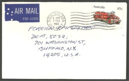 Australia Ahrens-Fox Fire Engine 1983 Cover From Mooloolaba QLD To Buffalo N.Y. USA ( A91 949) - Poststempel