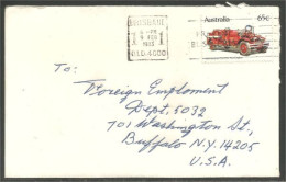 Australia Ahrens-Fox Fire Engine 1983 Cover From Brisbane QLD To Buffalo N.Y. USA ( A91 961) - Camions