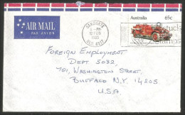 Australia Ahrens-Fox Fire Engine 1983 Cover From Sandgate QLD To Buffalo N.Y. USA ( A91 948) - Bolli E Annullamenti