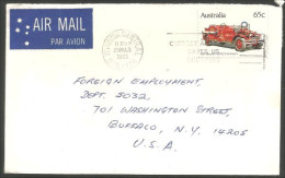 Australia Ahrens-Fox Fire Engine 1983 Cover From Wynnum QLD To Buffalo N.Y. USA ( A91 936) - Cartas & Documentos