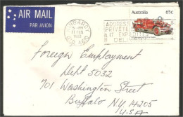 Australia Ahrens-Fox Fire Engine 1983 Cover From Kingaroy QLD To Buffalo N.Y. USA ( A91 937) - Brieven En Documenten