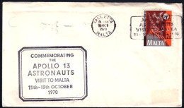 Malta Commemorating Apollo 13 Astronauts Visit 11-13 October 1970 Cover ( A91 902) - Malte