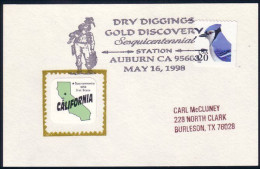 US Postcard Dry Diggings Gold Discovery 150th Auburn, CA MAY 16, 1998 ( A91 701) - Minerales