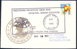 US Postcard Galena Tubes Cleveland Heights, OH AUG 18, 1990 ( A91 598) - Minerals