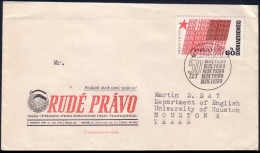 Czechoslovakia Rude Pravo Newspaper Press Journal FDC Cover To Houston USA ( A91 26) - UNESCO