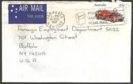 Australia Ahrens-Fox Fire Engine 1983 Cover From Tamworth NSW To Buffalo N.Y. USA ( A92 30) - Lettres & Documents