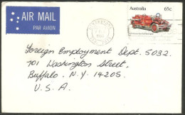 Australia Ahrens-Fox Fire Engine 1983 Cover From Ulverstone TAS To Buffalo N.Y. USA ( A92 34) - Marcofilie