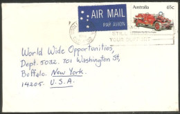 Australia Ahrens-Fox Fire Engine 1983 Cover From Woolloongabba QLD To Buffalo N.Y. USA ( A92 37) - Poststempel