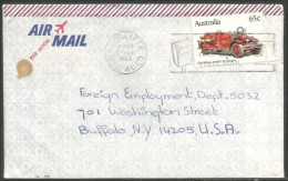 Australia Ahrens-Fox Fire Engine 1983 Cover From Redcliffe QLD To Buffalo N.Y. USA ( A92 20) - Poststempel