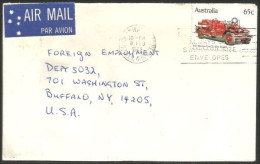Australia Ahrens-Fox Fire Engine 1983 Cover From Mackay QLD To Buffalo N.Y. USA ( A92 2) - Camion