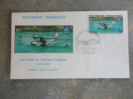 ENVELOPPE PREMIER JOUR AVION CATALINA POLYNESIE FRANCAISE - Oblitérés