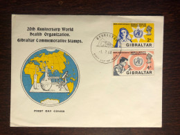 GIBRALTAR FDC COVER 1968 YEAR WHO OMS HEALTH MEDICINE STAMPS - Gibraltar