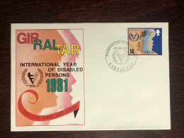 GIBRALTAR FDC COVER 1981 YEAR DISABLED PEOPLE HEALTH MEDICINE STAMPS - Gibraltar