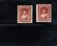 O) HAWAII, QUEEN KAPIOLANI 15c Red Brown, EXCELLENTE CONDITION - Hawaï