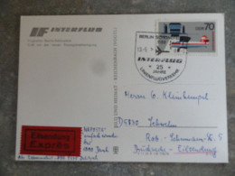 CARTE AVEC OBLITERATION COMMEMORATIVE DU 13/05/1981 DE BERLIN 25 JAHRE LINIENFLUGVERKEHR INTERFLUG - Posta Aerea