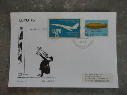 LUPO 75 SUR CARTE AVEC OSI LUCERNE SUISSE ET VIGNETTE - Marcophilie