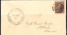 O) 1906 HAWAII - HONOLULU  ISLANDS, KING DAVID KALAKAUA, 2c Brown,  MUTE CANCELLATION, CIRCULATED TO HAWAII - Hawaï