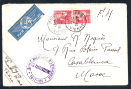 Lettre AVION De POITIERS à CASABLANCA MAROC-  26 Février 1940 - Affranchissement PAIX YT N° 283 - 1932-39 Paz