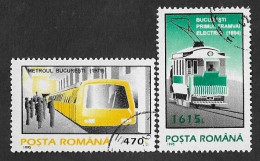 SE)1995 ROMANIA, FROM THE TRAINS SERIES, THE BUCHAREST METRO, 1ST ELECTRIC TRAIN, 2 CTO STAMPS - Gebruikt