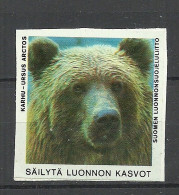 FINLAND Tierschutz Animal Protection Bear Bär Vignette Spendemarke * - Orsi