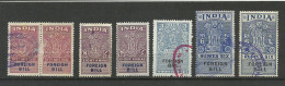 INDIA Foreign Bill Revenue Tax Taxe, 7 Stamps, O - Sellos De Servicio