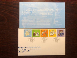 UK FDC FDC COVER 2003 YEAR GENOME GENETICS DNA HEALTH MEDICINE STAMPS - Lettres & Documents