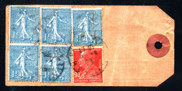 Cinq Timbres Semeuse Lignée Sur étiquette Bagage  - YT N° 238 - Berthelot YT N° 243 - Used Stamps