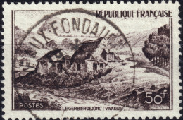 FRANCE - 1951 TàD "BORDAUX-FONDAUDÈGE / GIRONDE" (Type A6) Sur Yv.843 50fr Mont-Gerbier-de-Jonc - Used Stamps