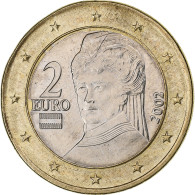 Autriche, 2 Euro, Planchet Error Struck On 1 Euro, 2002, Vienne, Bimétallique - Errors And Oddities