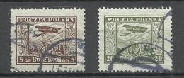 POLEN Poland 1925 Michel 227 & 230 O Air Planes Flugzeuge - Oblitérés