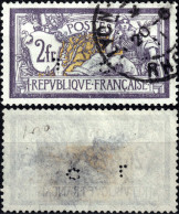FRANCE - 1900 Perforation "CL" (Crédit Lyonnais) Sur Yv.122 2fr Violet & Jaune Merson - Aminci - Usati