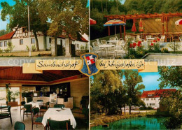 73845664 Bad Koenigshofen Waldgaststaette Sambachshof Gaststube Teich Terrasse B - Bad Koenigshofen