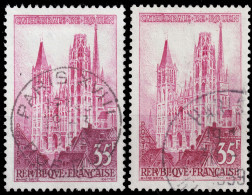 FRANCE - 1957 Yv.1129 Variété "Toits Rouges" (presque Unicolore) Avec Normal Pour Comparaison - Oblitérés TB - Gebraucht